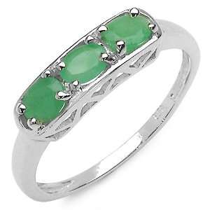  0.60 Carat Genuine Emerald Sterling Silver Ring 