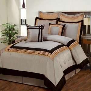   Hotel 8 Piece Comforter Set in Taupe / Silver