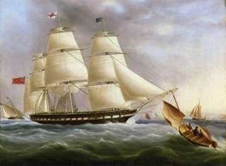 Three Masted Ship off Dover Buttersworth oil repro  