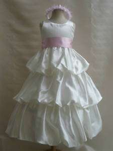 New PO3 Ivory pink flower girl pageant dress 2 4 6 8 10  