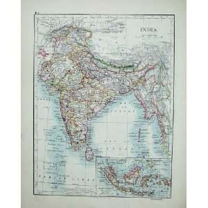  Johnston World Maps 1895 Asia Mountains India Ceylon