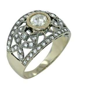  0.95 Ct Antique Style Diamond Cocktail Ring 18k Yellow 