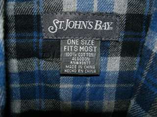 ST JOHNS BAY Mens Robe Sleepwear BLUE PLAID 1 Size NEW FREE SHIP 