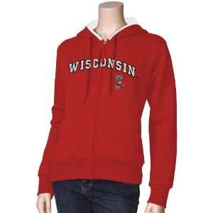  Wisconsin Badgers Ladies Cardinal Red Full Zip Felt 