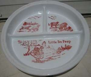 1930‘s~Vitrock~Milk Glass & Red~Little Bo Peep~Baby Bowl  