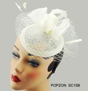   Seller Party Sinamay Veil Feather Hair Comb Clip Fascinator  