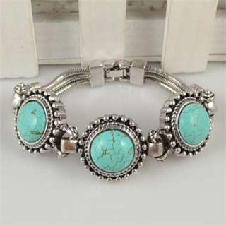 Vintage Tibetan Silver Turquoise Necklace Bracelet Earring Snail 