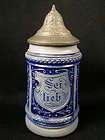 Vintage Blue Decorated German Lidded Miniature / Childs Stein   BE 