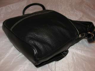   NEW $128 PEBBLED POCKETS NORTH/SOUTH LEATHER BLACK X BODY PURSE