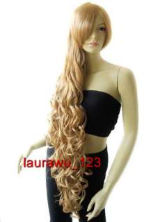 40 Long Spiral Curly Bangs Cosplay Wigs Gold Blonde  
