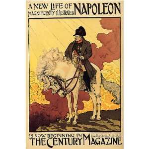 NEW LIFE OF MAPOLEON WHITE HORSE THE CENTURY MAGAZINE VINTAGE POSTER 