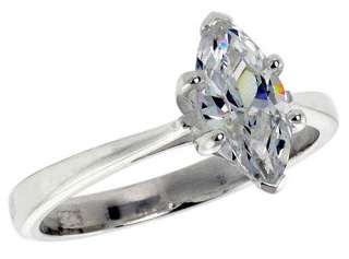 Sterling Silver Marquise Cut CZ Solitaire Bridal Ring  