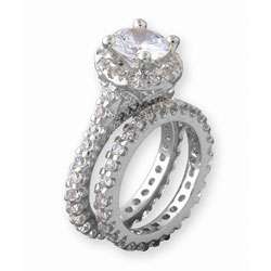 14k White Gold Overlay Diamoness Bridal Ring Set  