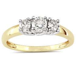   tone Gold 1/2ct TDW Diamond 3 stone Ring (G H, I2 I3)  