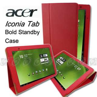 Acer Iconia Tab A500 Folio Leather Case Cover with Stand Black  