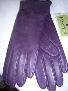 Ladies Fownes Purple Leather Gloves,Large  