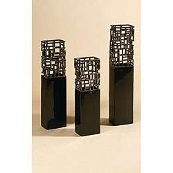 Black and Chrome Vases (Set of 3)  