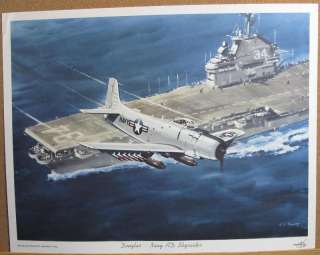 US Navy A D Skyraider A1 Douglas Aircraft Print 1950s  