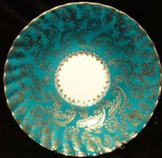 Elizabethan GOLD CHINTZ TURQUOISE Tea cup and saucer  