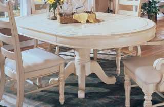 Antique Parchment Single Pedestal Dining Room Table  