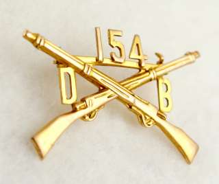 US MILITARY 154th NY INFANTRY REGIMENT 10K GOLD PIN  
