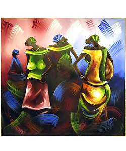 Dancing Market Women Canvas Painting (Ghana)  
