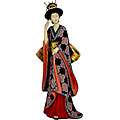 Resin Red Kimono and Lavender Flowers 18 inch Geisha Figurine (China 