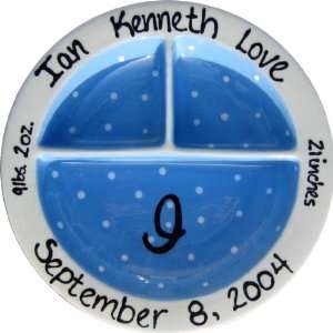  personalized blue dot 3 section baby plate Kitchen 
