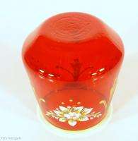 Bohemian Ruby Glass Decanter Wine Set Enamel Gold Gilt 6 Tumblers w 