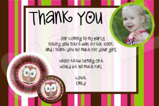 Owl 1st Birthday PERSONALIZED Thank You Cards  