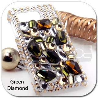 Green Crystal Bling Gems Hard Skin Back Case Cover For Sprint HTC EVO 