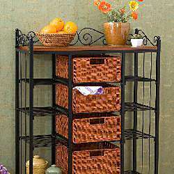 Storage Shelves with Rattan Baskets  