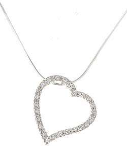 Tressa Sterling Silver CZ Floating Heart Necklace  
