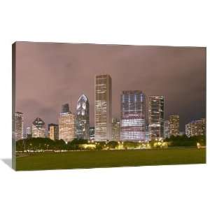  Chicago Skyline at Sunset   Gallery Wrapped Canvas 