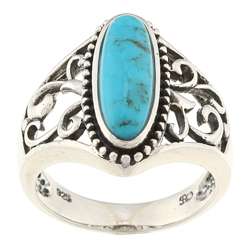 Southwest Moon Sterling Silver Turquoise Filigree Ring  
