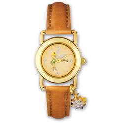 Disney Childrens Tinker Bell Charm Leather Watch  