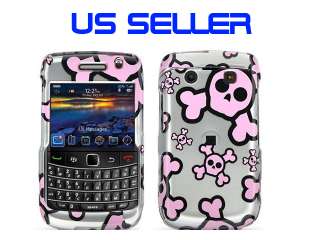 Pink Skull bone Case Blackberry Bold 3 9700 9870 Silver  