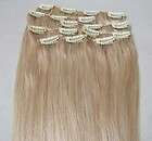  Chinese Human Hair 17Clips Extensions 8pcs Light Golden Blonde#22,100g