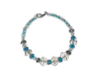 Round White and Blue Swarovski Crystal Beads Bracelet  