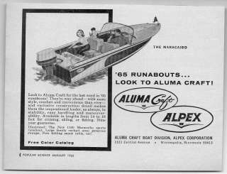 Original 1965 Vintage Ad Aluma Craft Maracaibo Runabout Boats Alpex .