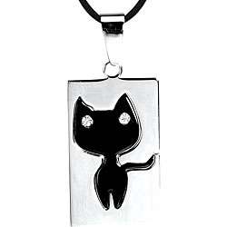 Stainless Steel Black Cat Necklace  