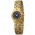 Bulova Womens Goldplated Steel Black Dial Diamond Watch Was 