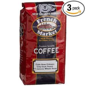 French Market Cafe New Orleans Whole Bean Coffee, 12 Ounce Bags (Pack 