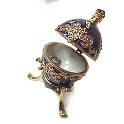 Purple and Gold Egg Jewelry Box with Stand  