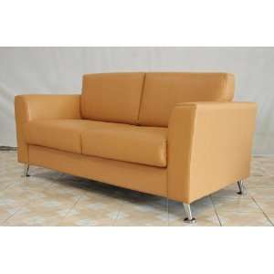    Modern Contemporary Tan Brown Leather Sofa