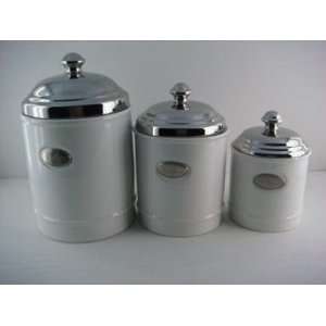 White Dolomite Canisters ,set of 3 