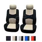 pair bucket fabric seat covers w detachable headrest beige black