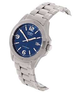Casio Mens Stainless Steel Blue Dial Watch  