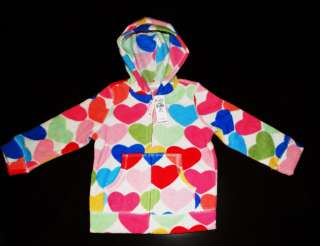 NEW CHILDRENS PLACE GIRLS SIZE 4T HEARTS ZIP UP HOODED FLEECE NWT 