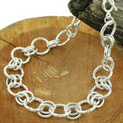 Sterling Silver Textured Toggle Link Necklace (Mexico)  